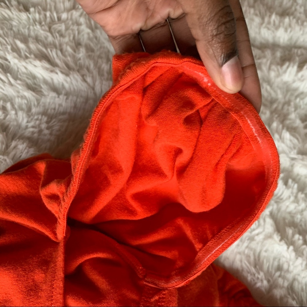 ❌SOLD❌Something Navy Orange Puff Shoulder Top Sz S - Picture 7 of 8